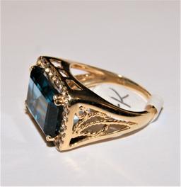 14K GOLD LONDON BLUE TOPAZ RING