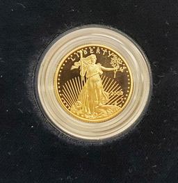 2008 West Point Mint 1/4 Oz American Eagle Gold Proof Coin In Case W/ Papers