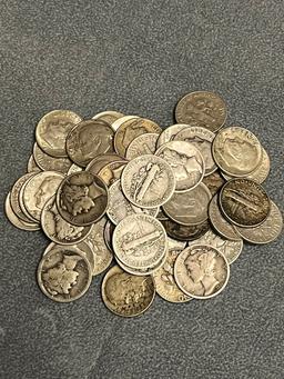 LOT OF 54 SILVER DIMES