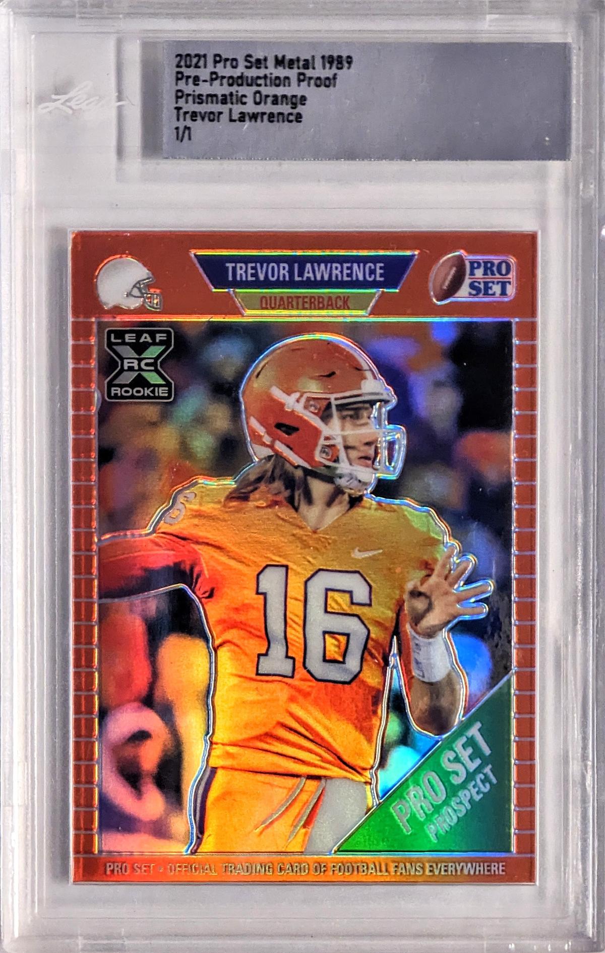 2021 PRO SET PRISMATIC ORANGE 1 OF 1 TREVOR LAWRENCE ROOKIE CARD