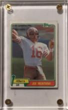 1981 TOPPS #216 JOE MONTANA ROOKIE CARD IN 1/2" LUCITE HOLDER