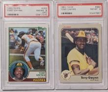 2X GRADED PSA 8 NM-MINT FLEER & TOPPS TONY GWYNN ROOKIE CARDS