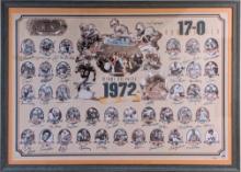 FRAMED POSTER SIGNED BY THE 1972 UNDEFEATED MIAMI DOLPHINS FOOTBALL TEAM