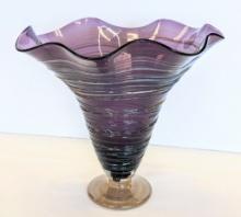 JOHN COOK STUDIOS HAND BLOWN ART GLASS VASE