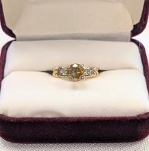 1.52 CARAT DIAMOND RING SET WITH A 1.22 CARAT OLIVE GREEN DIAMOND 14K