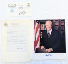 THREE AUTOGRAPH LOT OF PRESIDENT GERALD FORD VICE PRESIDENT SPIRO AGNEW VP DAN QUAYLE