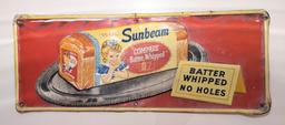 1957 DATED SUNBEAM BREAD METAL ADVERTISING SIGN 30X12 INCHES