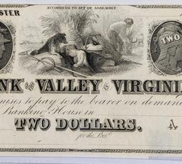 RARE 1840's $2.00 CANAL BANK UNUSED NOTE