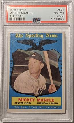 HIGH GRADE PSA NM/MINT 8 (oc) 1959 TOPPS #564 MICKEY MANTLE CARD