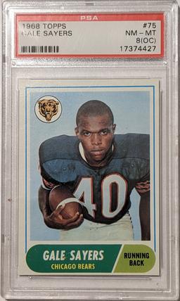 INVESTMENT GRADE 1968 TOPPS #75 GALE SAYERS CARD GRADED AS PSA 8 (oc) NM-MINT