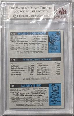 INVESTMENT GRADE 1980-81 TOPPS LARRY BIRD & MAGIC JOHNSON ROOKIE CARD BECKETT 6.5 EX/MINT