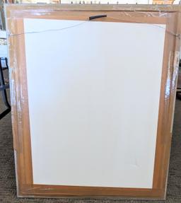 LARGE FRAMED OIL PAINTING UNDER GLASS