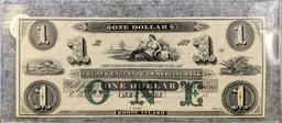 1860'S THE NEW ENGLAND COMMERCIAL BANK STATE OF RHODE ISLAND UNUSED $1.00 REMAINDER NOTE