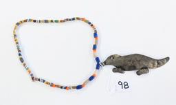 HUDSON BAY QUEBEC BEADED NECKLACE WITH METAL ANIMAL