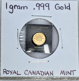 1 GRAM .999 PURE CANADIAN GOLD COIN