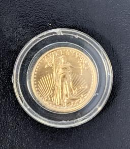 UNC 2001 US AMERICAN EAGLE $5.00 .999 1/10th OUNCE GOLD PIECE IN CASE