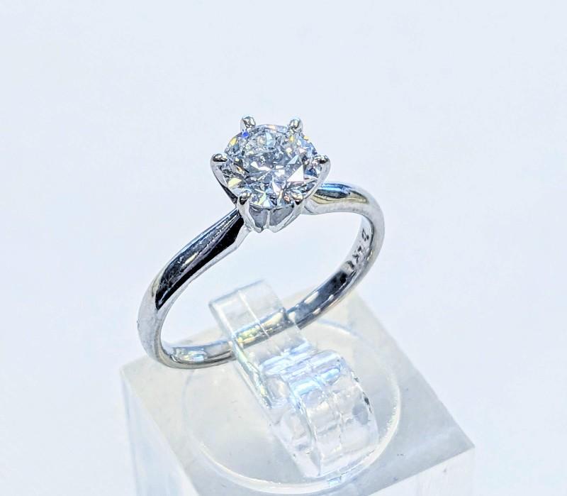 GSL CERTIFIED 1 CARAT ROUND BRILLIANT DIAMOND SOLITAIRE RING 14K WHITE GOLD