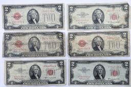 20X $1, $2 & $5 NOTES 9 SILVER CERTIFICATES, 5 1953 & 4 1928 RED SEAL NOTES, $5 1934 NOTE