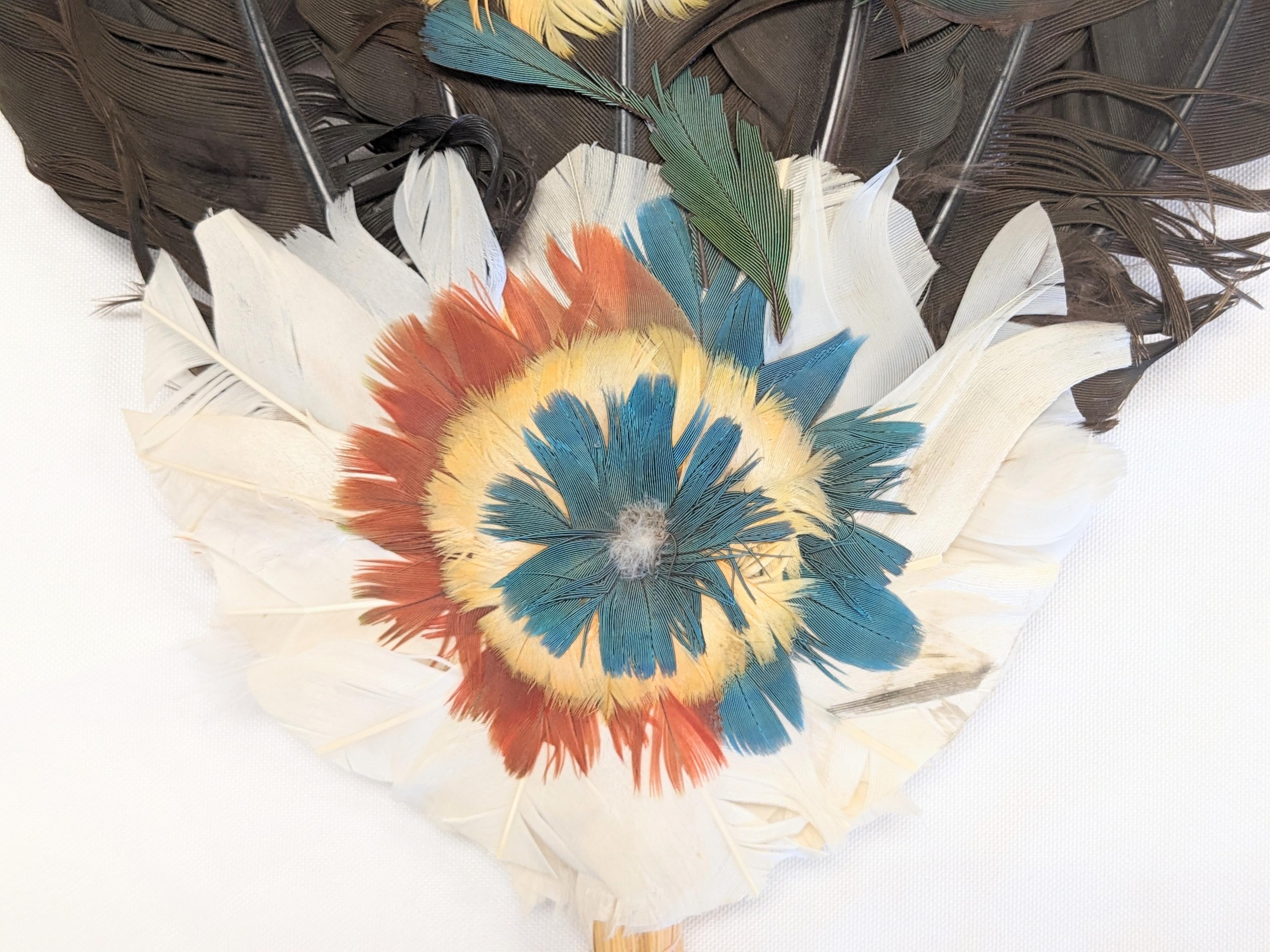 HAND MADE NATIVE AMERICAN DECORATED FEATHER FAN