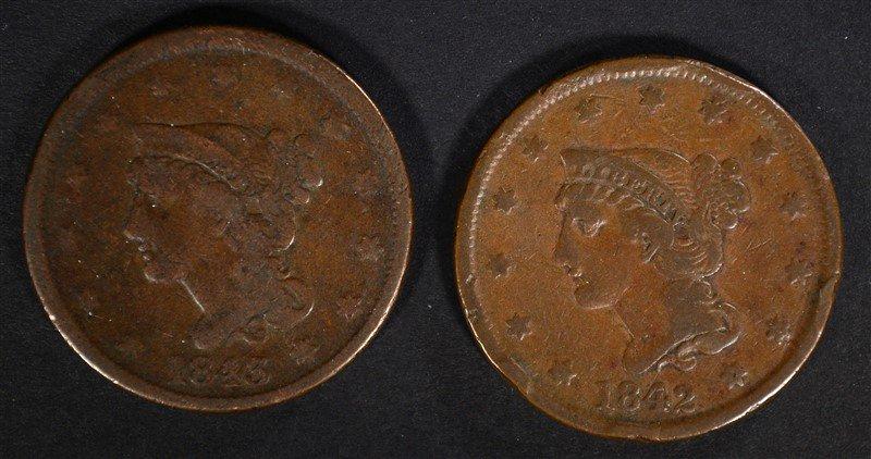 1842 & 1843 LARGE CENTS VG+