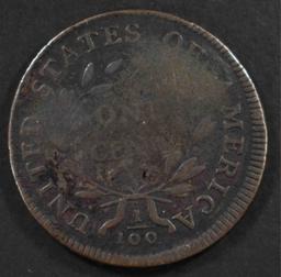 1798 DRAPED BUST LARGE CENT, VG/FINE S-145