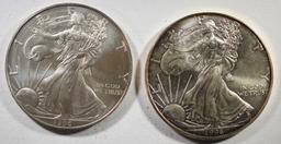 2 - 1996 AMERICAN SILVER EAGLES - CHOICE BU