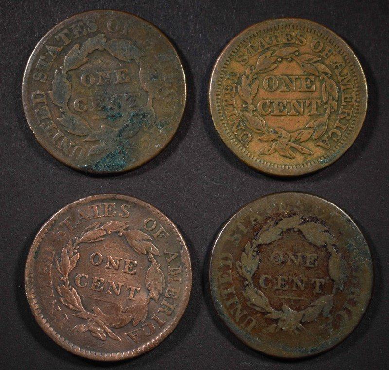 1814 G+, 1817 VG, 1827 G+, & 1850 VF LARGE CENTS