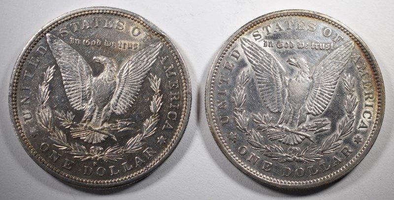 1878 REV 79 AU+ & 1887-S AU/UNC MORGAN DOLLARS