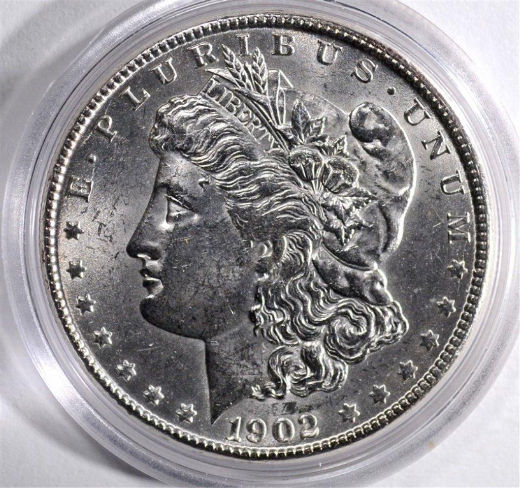 1902-O MORGAN SILVER DOLLAR, CH BU