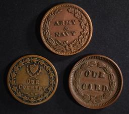 3-PATRIOTIC CIVIL WAR TOKENS