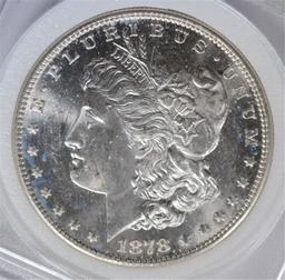 1878-S MORGAN DOLLAR, AGS CH/GEM BU PL