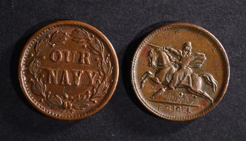 2-CIVIL WAR TOKENS: UNION FOREVER & OUR NAVY