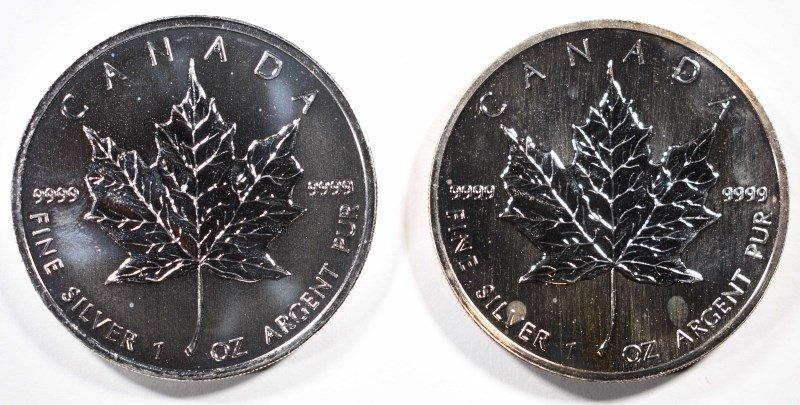 1989 & 2011 MAPLE LEAFS 1oz .999 SILVER