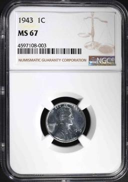 1943 LINCOLN "STEEL" CENT, NGC MS-67