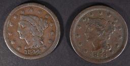 1844 FINE & 1853 VF LARGE CENTS