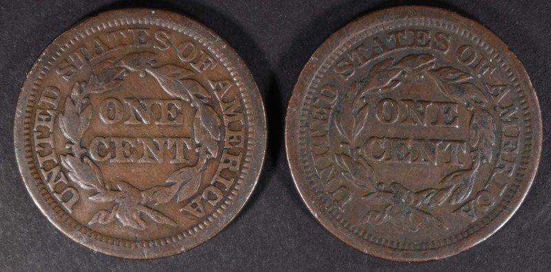 1844 FINE & 1853 VF LARGE CENTS