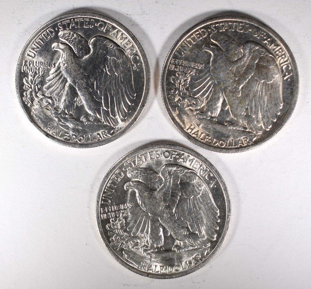 3-1945-S CH BU WALKING LIBERTY HALVES, BETTER DATE