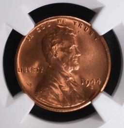 1944-S LINCOLN CENT, NGC MS-67 RED