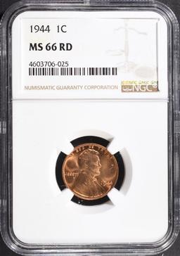 1944 LINCOLN CENT, NGC MS-66 RED