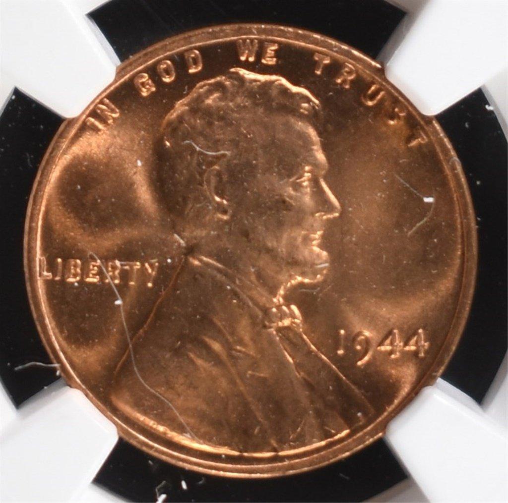 1944 LINCOLN CENT, NGC MS-66 RED