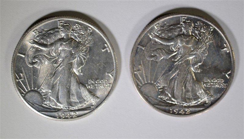 2-1942-S CH BU WALKING LIBERTY HALF DOLLARS