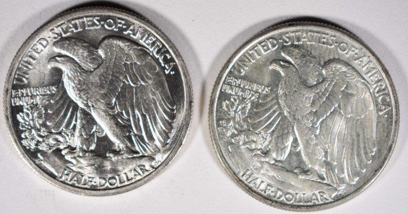 1943-S & 46 WALKING LIBERTY HALF DOLLARS, CH BU