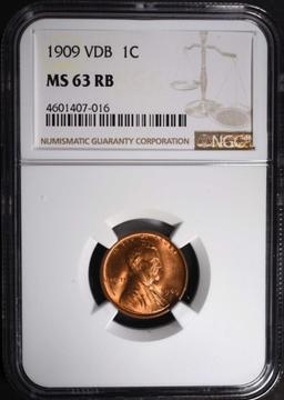 1909 VDB LINCOLN CENT NGC MS63 RB