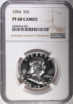 1954 FRANKLIN HALF DOLLAR, NGC PR-68 CAMEO