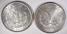 1881-S & 1887 MORGAN SILVER DOLLARS, CH BU