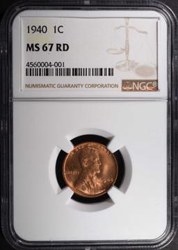 1940 LINCOLN CENT, NGC MS-67 RED