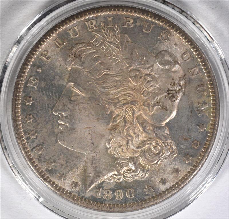 1890-S MORGAN DOLLAR, CH BU+