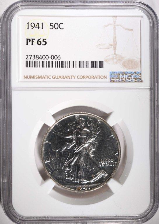 1941 WALKING LIBERTY HALF DOLLAR, NGC PF-65