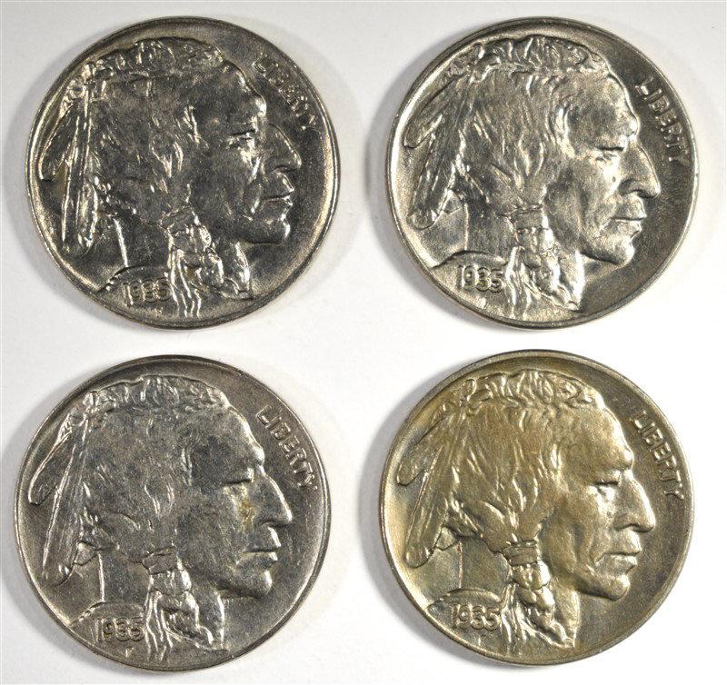 4-1935 BUFFALO NICKELS, CH BU