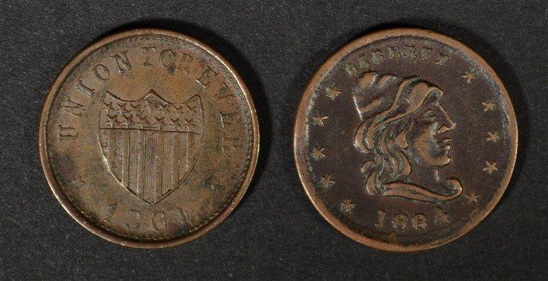 2 DIFFERENT CIVIL WAR TOKENS